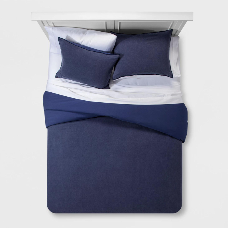Solid Color Washable Cotton Bedlinen Duvet Cover Set